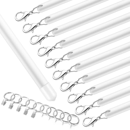 36-Inch Acrylic Curtain Pull Wand Set with Rings and Hooks - 10 Pack