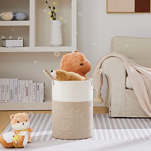 58L Tall Cotton Rope Laundry Basket, Woven Decorative Storage Hamper