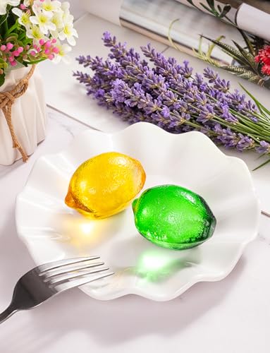 4-Piece Glass Lemon Figurine Set - 2 Inch Decorative Tabletop Fruit Ornaments