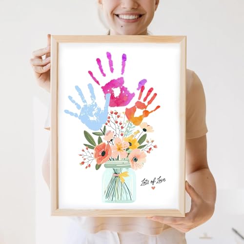Physkoa Art Deco Handprint Flower Craft Kit with Frame - Mom Grandma Gift