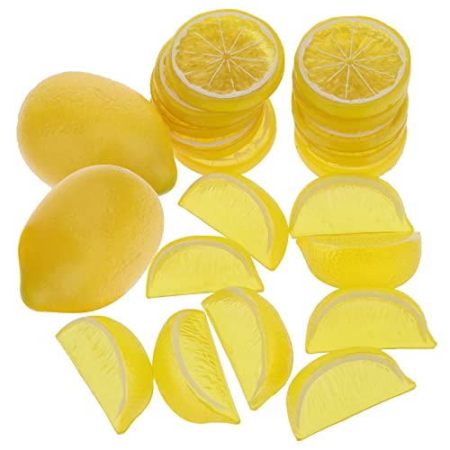20 Pack Artificial Lemon & Slices Decor - Realistic Faux Fruit Set