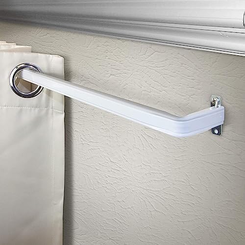 Heavy Duty Lock Seam Curtain Rod, 28-48 Inch Adjustable, White (2 Pack)