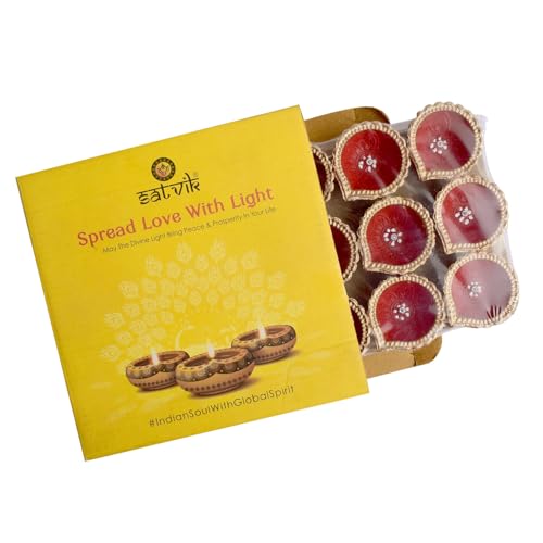 24-Piece Natural Terracotta Clay Diya Set with Shubh Labh Stickers