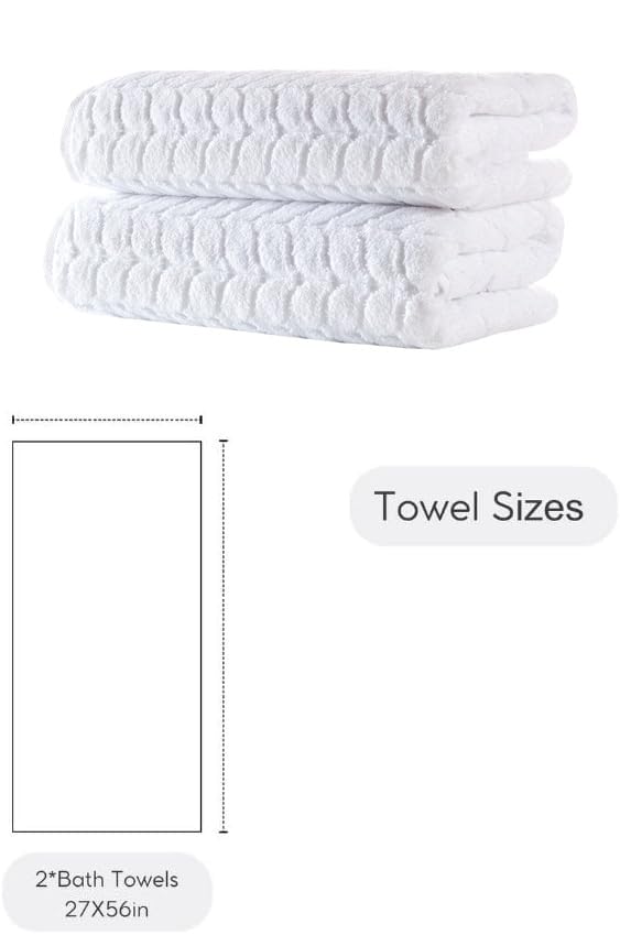 Luxury Turkish Cotton Bath Towel Set - Ultra-Plush Quick-Dry Jacquard (2 Pack)