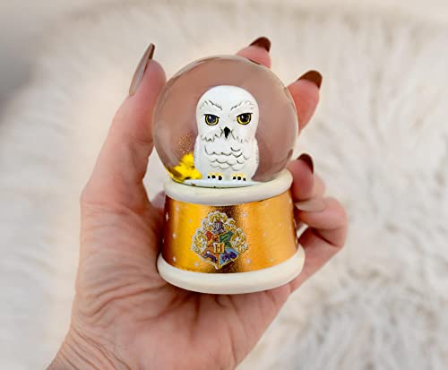 Owl Mini Snow Globe with Swirling Glitter and LED Light Display