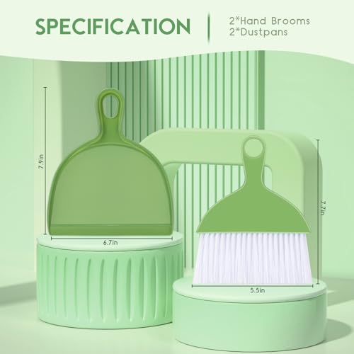 2-Pack Small Dustpan and Brush Set - Mini Broom Combo for Desk & Home