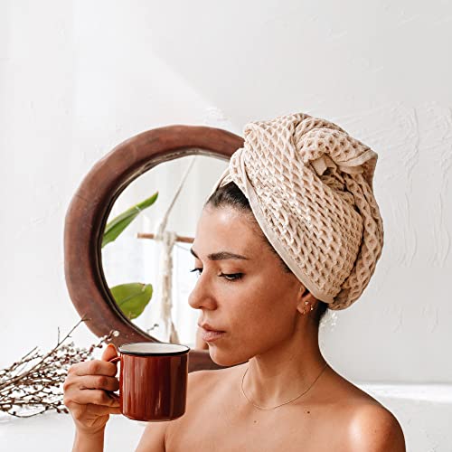Waffle Hand Towel - 100% Cotton Quick-Dry Bathroom & Kitchen Towel, Beige