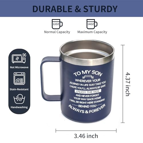 CHIUTUUY 14 oz Personalized Stainless Steel Tumbler for Son – Double Wall Insulated Mug with Lid & Straw