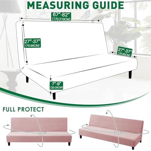 Stretch Armless Futon Cover (67-82 Inch) - Washable Furniture Protector, Pink