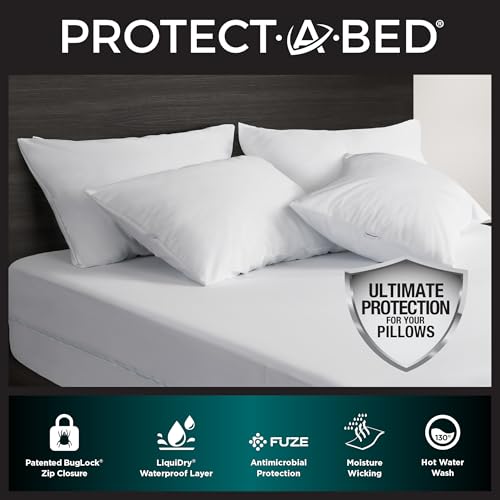 Waterproof Pillow Protectors - Standard Size 2-Pack, Bed Bug Proof & Zippered