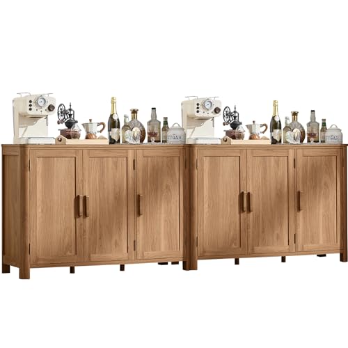46" Arc-Shaped Sideboard Buffet Cabinet with 3 Doors and Adjustable Shelves