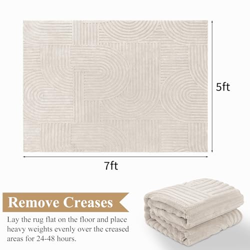5x7 Soft Washable Area Rug, Non-Slip Boho Arch Pattern Floor Carpet