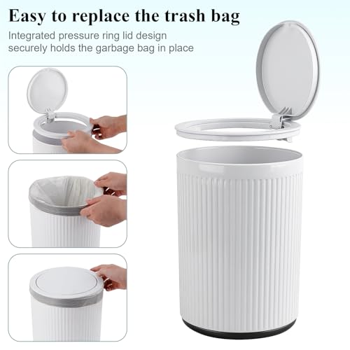 Small Bathroom Trash Can with Lid 2.1 Gallon Plastic Wastebasket
