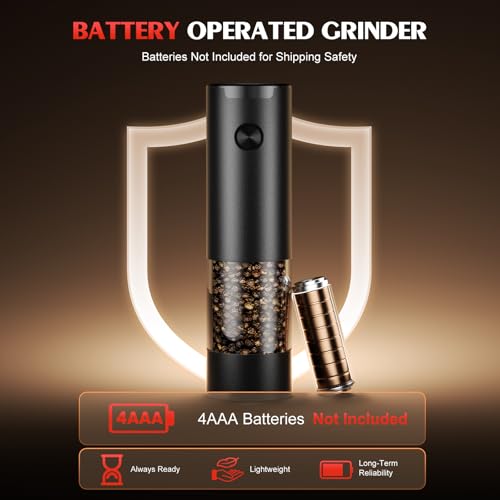 Electric Salt and Pepper Grinder Set with LED Light & Adjustable Coarseness