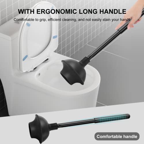 Heavy Duty Toilet Brush and Plunger Set with Holder, Black Bathroom Combo