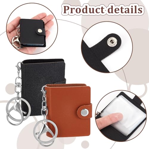 4 Pack 2.5-Inch Mini Photo Album Keychain Leather Pocket Photo Holder