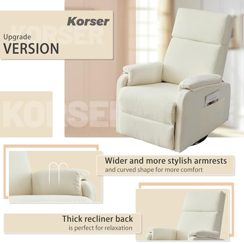 Swivel Rocking Recliner Chair, Chenille Nursery Glider for Living Room