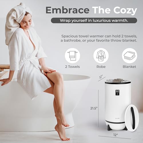 SereneLife Black Portable Towel Warmer Bucket – Large Capacity Spa & Bathroom Heater