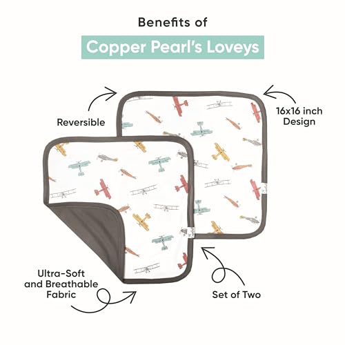 Copper Pearl Baby Security Blanket Set of 2 - Portable Size for Self-Soothing On-The-Go, Ideal Baby Blankets for Boys and Girls, Ultra-Soft, and Gift-Ready Loveys - Blitz