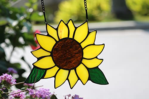 Handmade Sunflower Stained Glass Suncatcher for Window Decor
