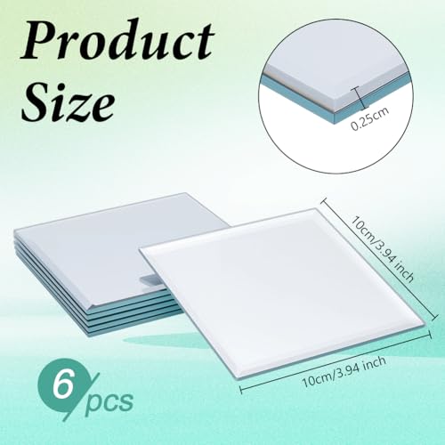 6 Pack Square Glass Mirror Tiles 4x4 Inch for Wall Decor and Centerpieces