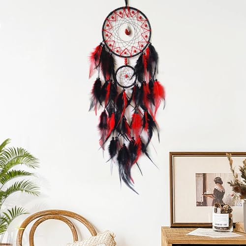 Black and Red Handmade Dream Catcher Wall Hanging Ornament 22-inch