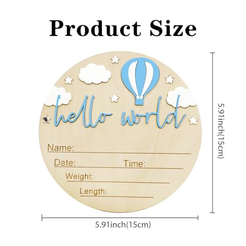Wooden Baby Birth Announcement Sign - Hello World Newborn Keepsake