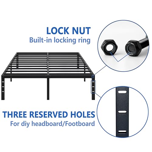 NEW JETO Queen Metal Bed Frame with Storage Space, 14 Inch Heavy Duty