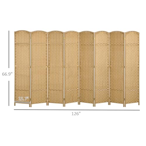 8-Panel Folding Room Divider, 5.6ft Tall Freestanding Privacy Screen