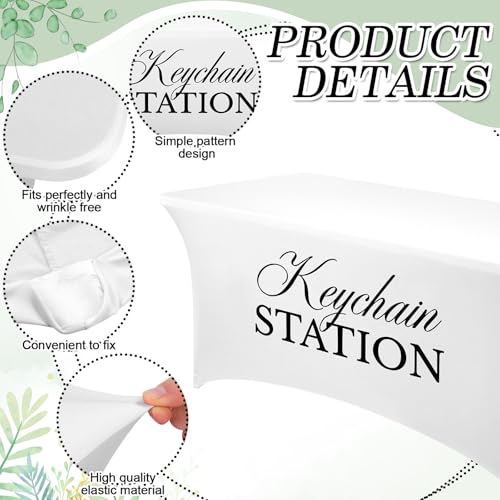 Oudain Keychain Station White Photo Booth Tablecloth Stretch Cover 72in