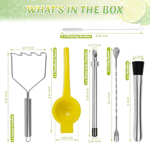 7-Piece Lemonade Stand Supplies Kit with Juicer, Straw Puncher & Fruit Muddler