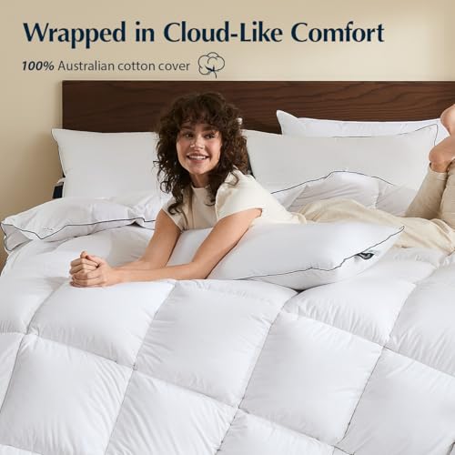 Premium King Size Goose Down Fiber Comforter - 420TC Cotton All-Season Insert