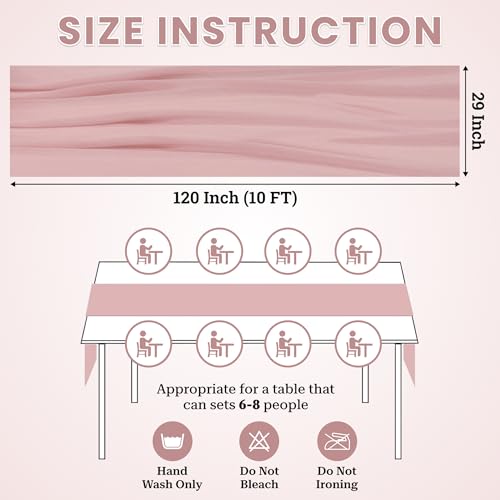 Chiffon Table Runner Set 29x120 Inch 10ft Dusty Pink – Pack of 2