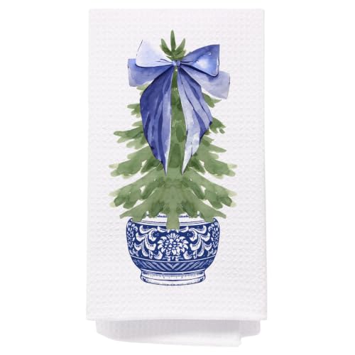 Blue Chinoiserie Christmas Kitchen Hand Towels 16x24 — SPBL&L (Holiday Decor)
