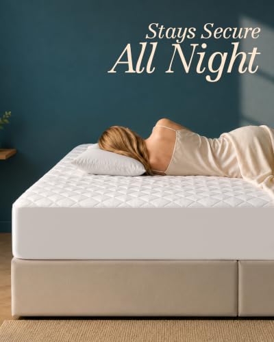 Utopia Bedding Queen Quilted Fitted Mattress Pad Deep Pocket White