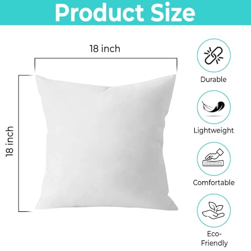 18x18 Down Alternative Throw Pillow Inserts - Set of 2 White