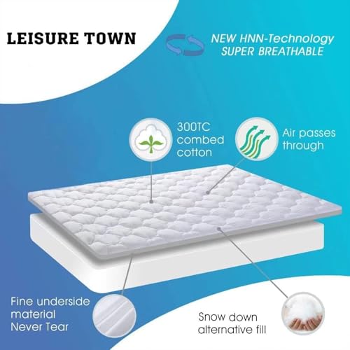 Cooling Cotton Queen Mattress Pad - Quilted Pillow Top Protector
