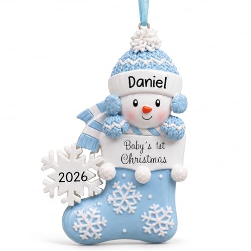Personalized Baby's First Christmas Ornament - Custom Name Handpainted Resin