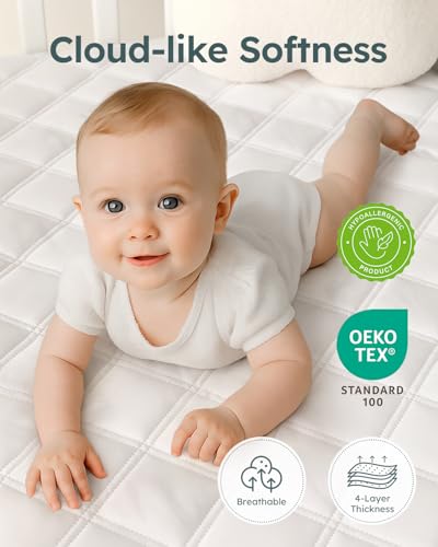 Yoofoss Waterproof Crib Mattress Protector 2-Pack - Soft Quilted Pad 52"x28"