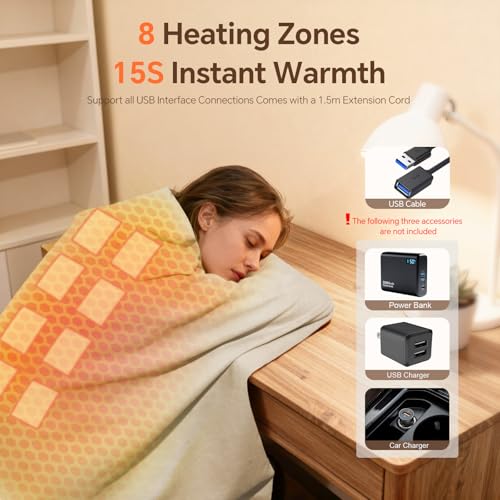 USB Portable Heated Shawl Wrap with 3 Adjustable Heating Settings