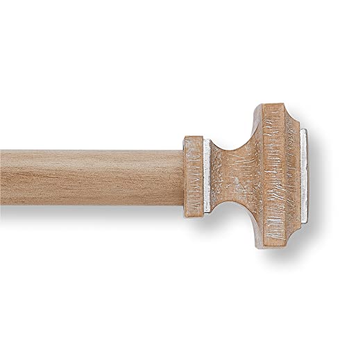 Farmhouse Adjustable Curtain Rod with Square Finials, 76 to 144 Inch