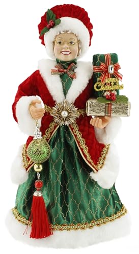 Mrs. Claus Christmas Decor Figurine - Traditional Red & Green Holiday Ornament