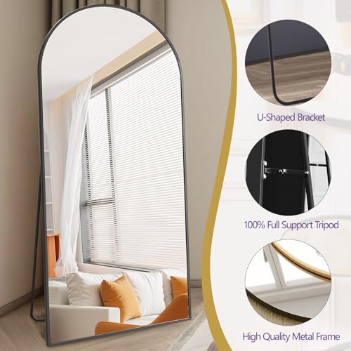 Arched Full Length Floor Mirror, 76" x 34" Shatterproof Body Mirror