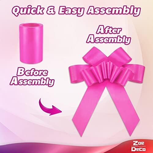 Zoe Deco - Giant Pink Car Bow - 30 Inch with 2 Gold Accessory Bows for Celebrations | Perfect for Birthdays, Weddings & Surprises
