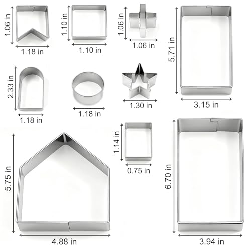 YomiFamily 10Pcs Gingerbread House Cookie Cutter Set – 3D Bakeware Gift
