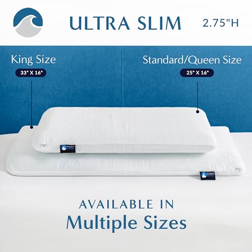 Bluewave Bedding Ultra Slim Gel Memory Foam Pillow - 2.75" Low Profile