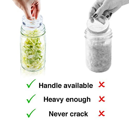 Fermentation Glass Weights with Easy Grip Handle for Wide Mouth Mason Jars 4-Pack