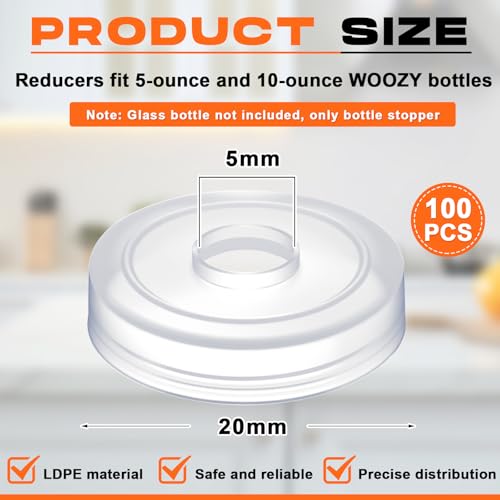 100 Pcs Orifice Reducer Inserts for 5 oz and 10 oz Hot Sauce Bottles