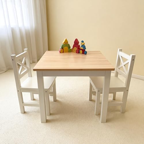 Serene White Kids Table & 2 Chairs Set - Petit Bateau, Ages 2-8