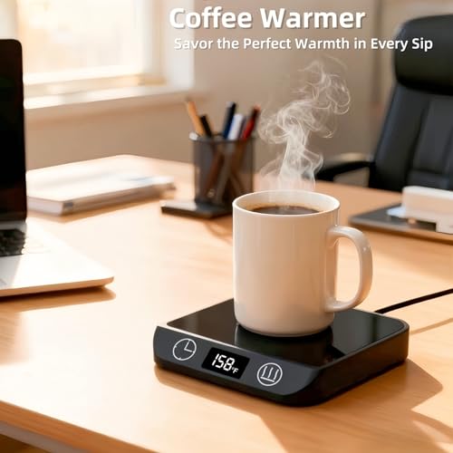 MADCKDEDRT Black 2-in-1 Coffee & Candle Warmer, Electric Desk Mug & Candle Heater
